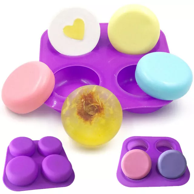 4 Cell Round Pebble Soap Making Moulds Food-Grade Silicon Baking Mould Mold Tray