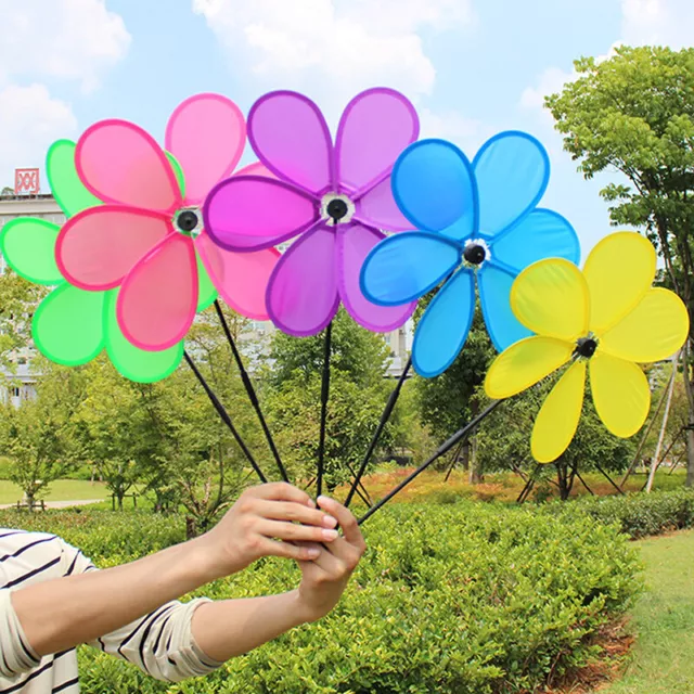 Solid Color Rainbow Dazy Flower Spinner Wind Windmill Garden Yard Outdoor DeBEL