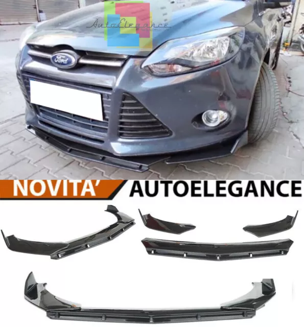 Ford Focus Iii Mk3 Splitter Paraurti Anteriore Nero Lucido Look Rs - 3P -