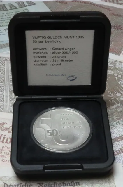 50 Gulden Silbermünze 925 Niederlande, 50 jaar bevrijding PP