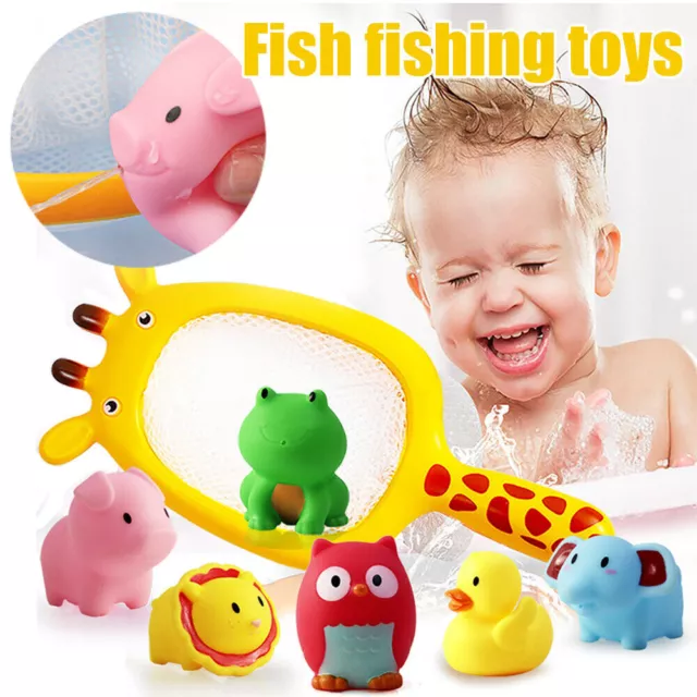 BABY BATH TOY with Fishing Net Floating Animals Water Squirt Toys Fishing  Set $18.52 - PicClick AU
