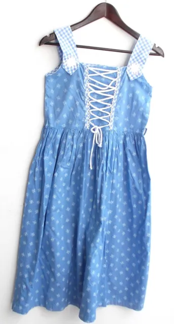 Kinder Trachten Kleid ärmellos hellblau geblümt Gr. 164 v. Isar Trachten