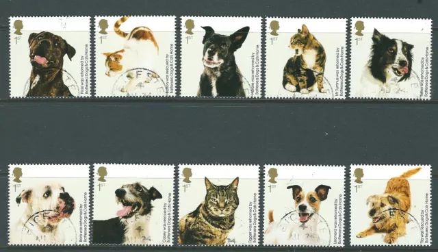 Great Britain 2010 Cats And Dogs  Set Of 10 Singles Fine Used