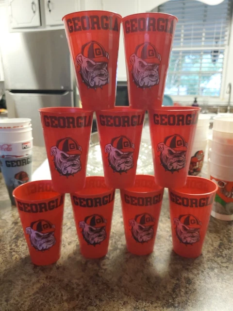 Vintage Georgia Bulldogs Original 1980s Plastic Cup Lot of 9 UGA