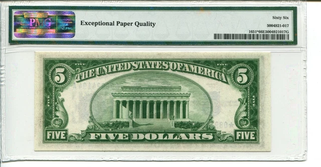 Fr 1651* 1934A Star $5 Silver Certificate Pmg 66 Epq Gem Uncirculated 2