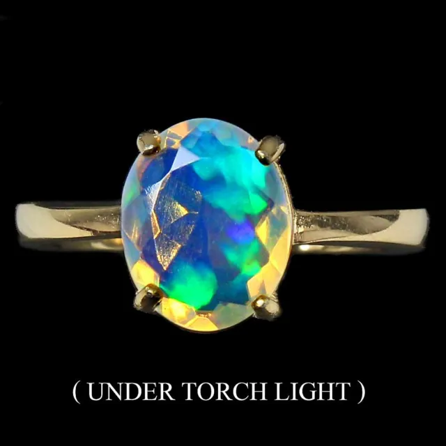 Unheated Oval Fire Opal Hot Raionbow Luster 10x8mm 925 Sterling Silver Ring