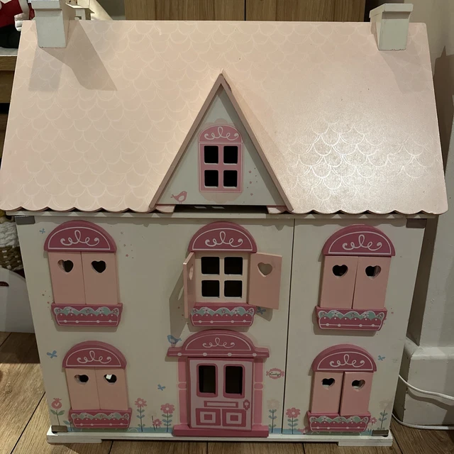 ELC WOODEN PINK Rosebud dolls house complete with furniture £14.99 PicClick UK