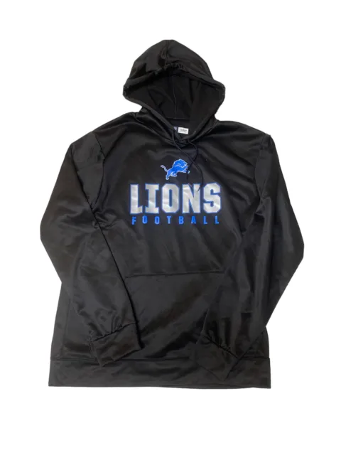 NFL Team Apparel Detroit Lions Football Black Pullover Hoodie Men's Size M