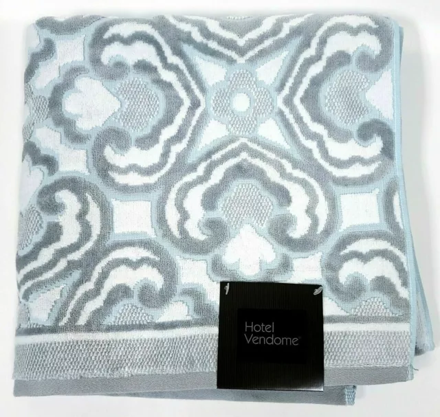 Hotel Vendome Spa Collection 2 Pack Hand Towels COTTON Velour White Black  NWT