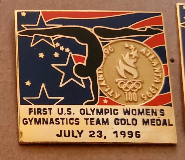 1996 Atlanta Olympic Pin Gymnastics Women's Gold Medal First