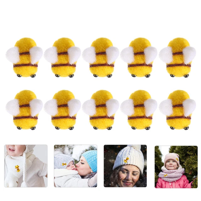 30 piezas lana fieltro hágalo usted mismo hecho a mano pequeños accesorios de abeja sombrero decorativo