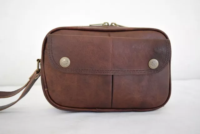 Herren Echt Vintage Leder Handgefertigt Kulturbeutel Handtasche Rasur Set Tasche