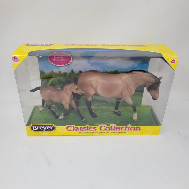 Classic Breyer 62043 Mealy Bay Dartmoor Pony + Light Bay Dartmoor Foal h12