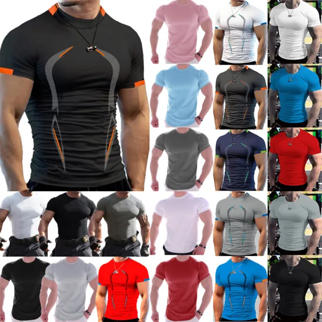 New Mens T Shirt Breathable Cool Dry Performance Running Sports Wicking Gym Top