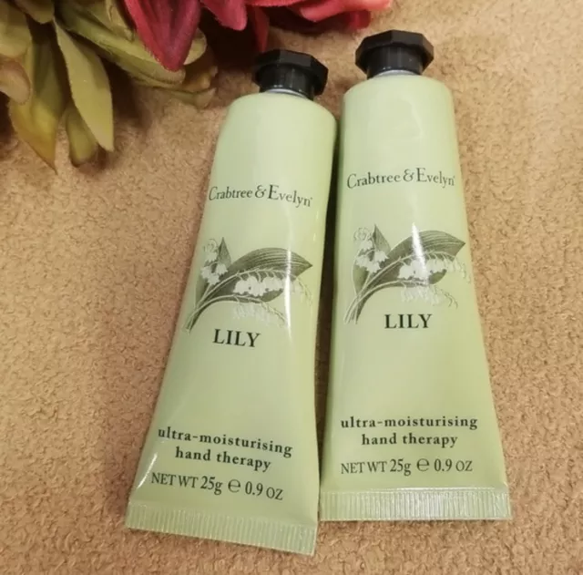 2 X Crabtree & Evelyn Lily Hand Therapy Hand Cream 25g - New & Sealed