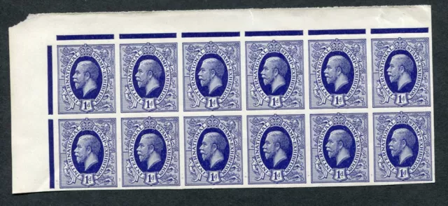 GB 1912 International Stamp Exhibition 1d stamps - corner block of 12 (ER118)