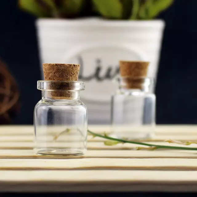 Transparent Mini Small Cork Stopper Glass Vial Jars Containers Bottle