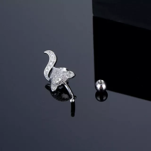 Ombelico piercing all'ombelico piercing moderno ed elegante a forma di volpe animale - con