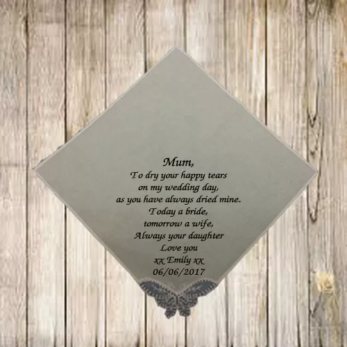 New - Personalised Women Handkerchief Hankie Wedding Gift Mum Tears Ladies Bride