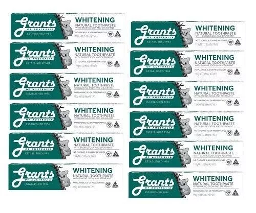 12 Tubes Grants Whitening Toothpaste with Baking Soda & Spearmint 110g
