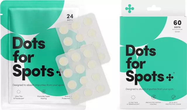 Dots for Spots Acne Patches Translucent Hydrocolloid Pimple Patch 24/60/120 Pack