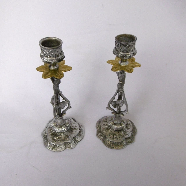 Paire De Bougeoirs 2 Feux En Argent Massif Poincon Minerve 1 Er Titre