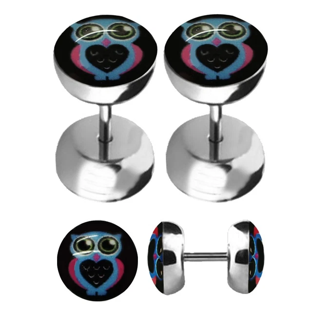 Boucles D'oreilles Fake Plug/tunnel - Acier Inox - 16g (1,2 Mm) - Neuf