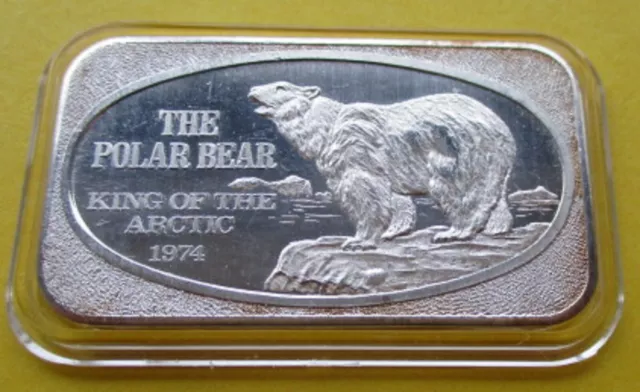 THE POLAR BEAR VINTAGE 1974 .999 PLATA BARRA ARTÍSTICA 1ozt #0665/2.500