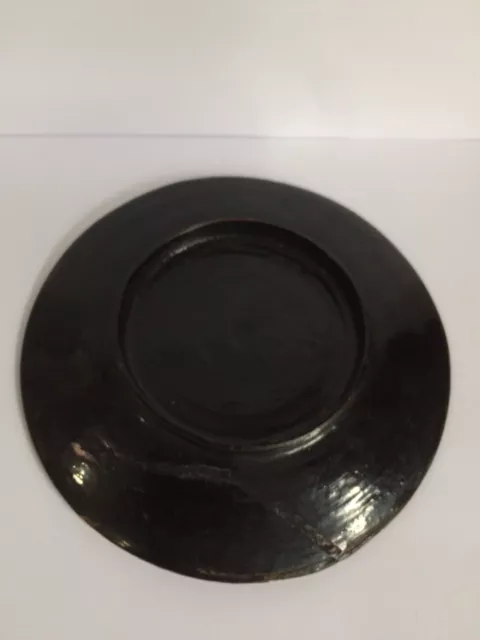 Antique Burmese black lacquer plate 4