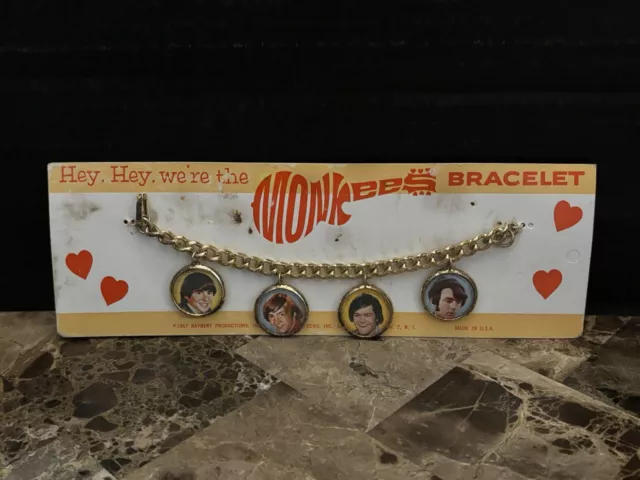 The Monkees Charm Bracelet On Original Card 1967 Raybert Productions