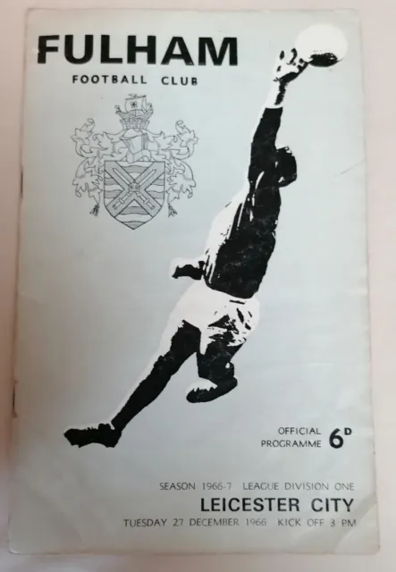 PROGRAMME - Fulham V Leicester City Tues 27 Dec 1966 League Division One