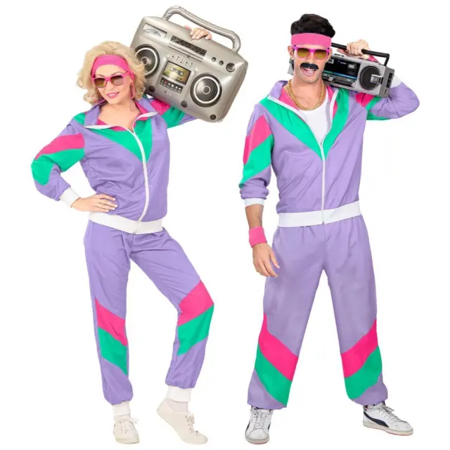 Widmann 80s Shell Suit Adult Fancy Dress Costume - Purple