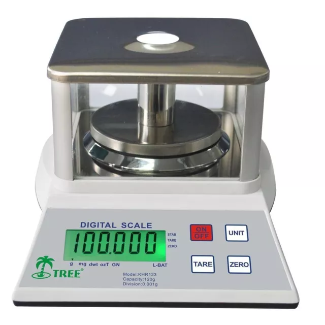 Laboratory Balance 120g x 0.001g KHR120-3 Weigh Scale Digital Tare Portable UK