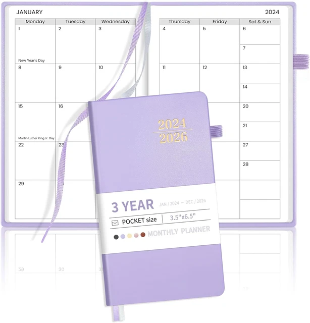 20242026 MONTHLY POCKET Planner 3 Year Monthly Pocket Calendar for