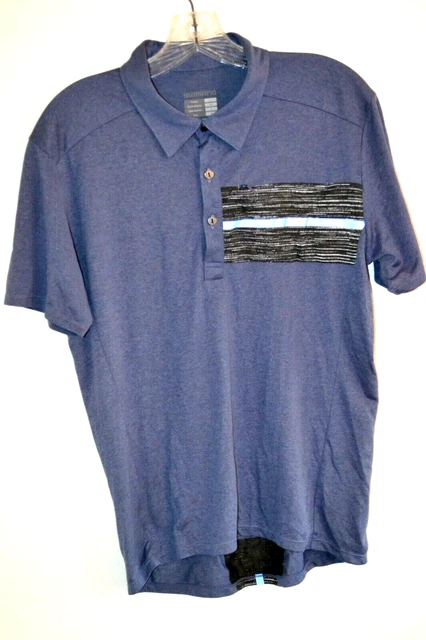 Shimano Mens Blue 3 Button Cycling Related Zip Front Back Pocket Polo Shirt sz M