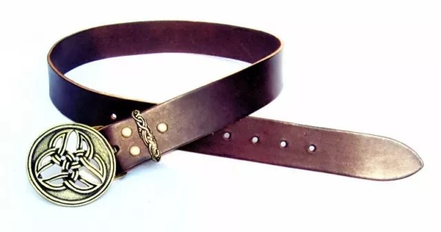 Buckle Gürtel 4cm / Triade Kelten LARP Echtleder Mittellalter - Kernleder 3