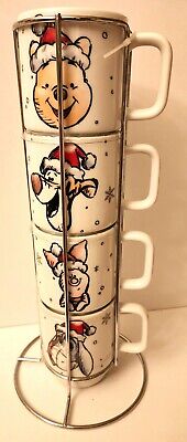 Tazas apiladoras de Navidad copo de nieve de Disney Winnie the Pooh & Friends con estante nuevo❄️