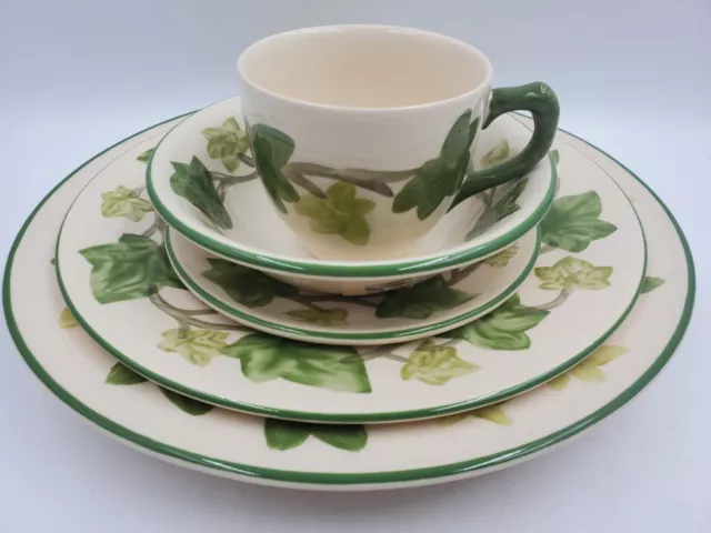 Franciscan Ivy II England Place Setting Plate Luncheon Bowl Teacup Saucer 2000