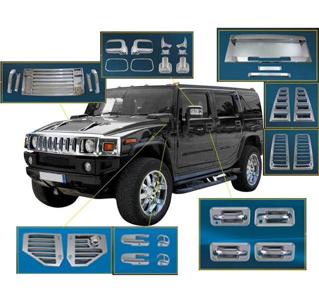 Side Vent Cover Chrome Hood Bezel Moulding Trim SUV For Hummer H2 2006-2009