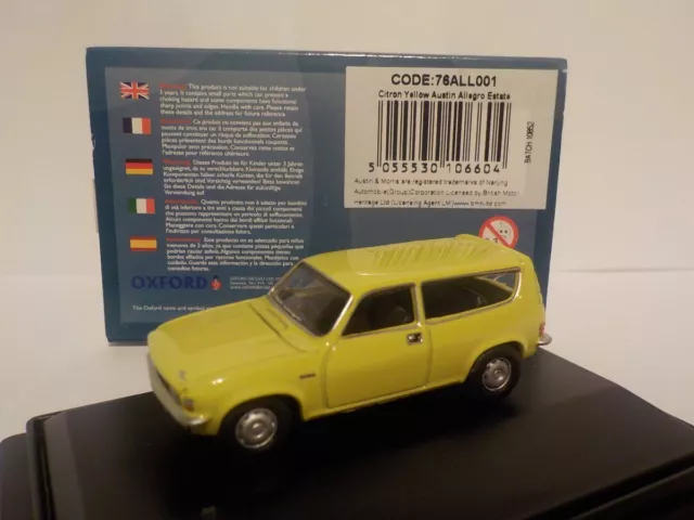 Model Cars.Austin Allegro Estate -Yellow, Oxford Diecast 1/76 Railway Scale