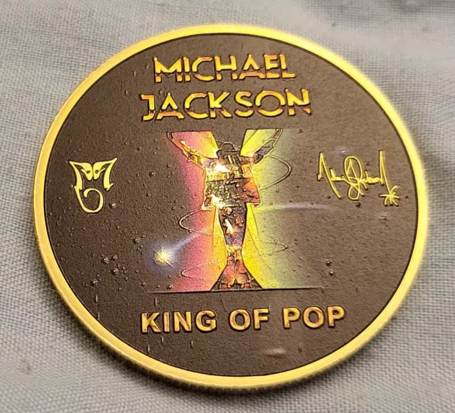 Michael Jackson Elvis Gold Coin Autographed King of Rock n Roll Pop Music 5 Star 2