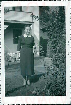 1960 US New York Buffalo Kenmore 218 LaSalle Ave Woman Dark Dress Garden 5x3.5"