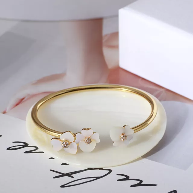 Kate Spade Gold Plated Mother of Pearl Flower Cuff Bracelet 2