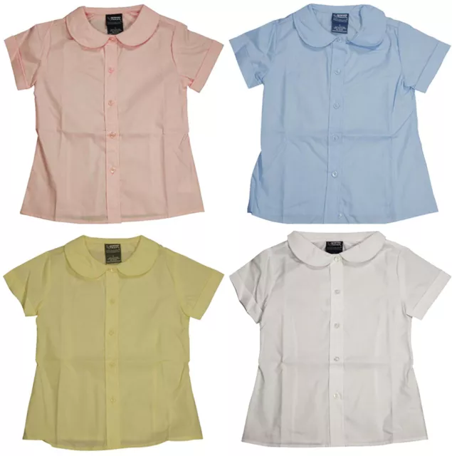 French Toast School Uniform Girls Plus Button Down Short Sleeve Peter Pan Blouse