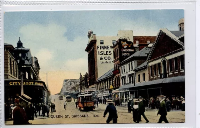 (Gc7600) Trams on Queen Street, BRISBANE, Australia c1910 3