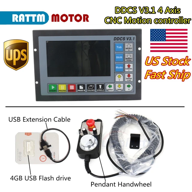 【USA】4 Axis DDCSV3.1 G-Code System CNC Stand Alone Offline Controller 500KHz&MPG