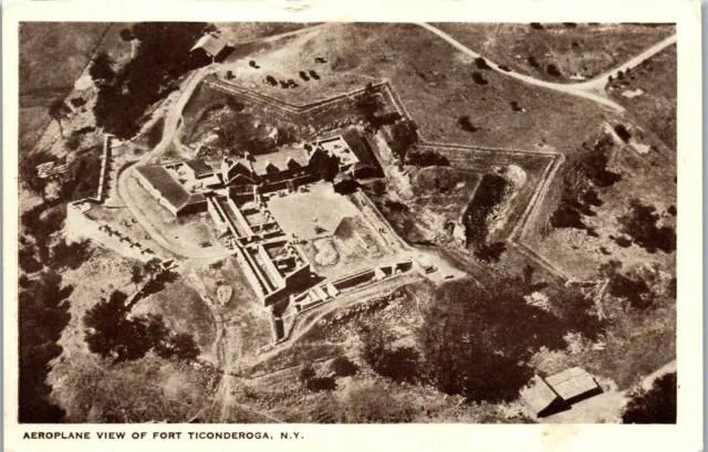 Vintage New York Postcard Aerial Aeroplane View Fort Ticonderoga
