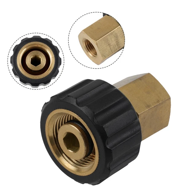 Adaptateur M22 Acier Inox Pour Nettoyeur Haute Pression - Conversion Femelle 12/14 Mm Vers 1/4" Et 3/8", Joint étanche - 6