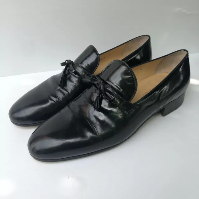 Mocassini slip on Tanino Crisci neri lucidi punta nappa punta piatta UK 9 D ottime condizioni