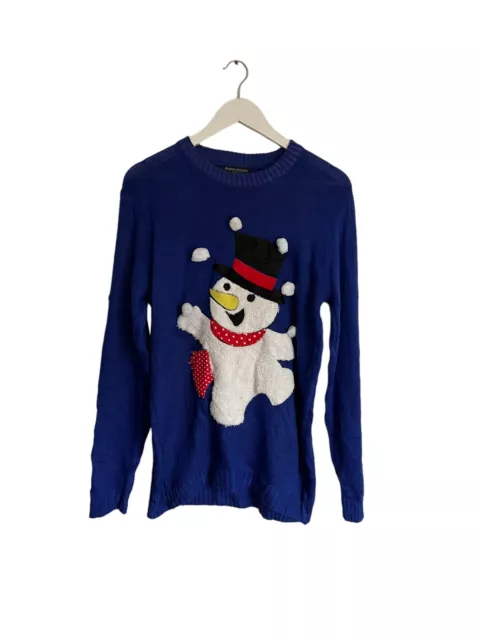 Vintage Y2K 00s Knitted Jumper Christmas Size M 8 10 Elizabeth Alexandra Snowman